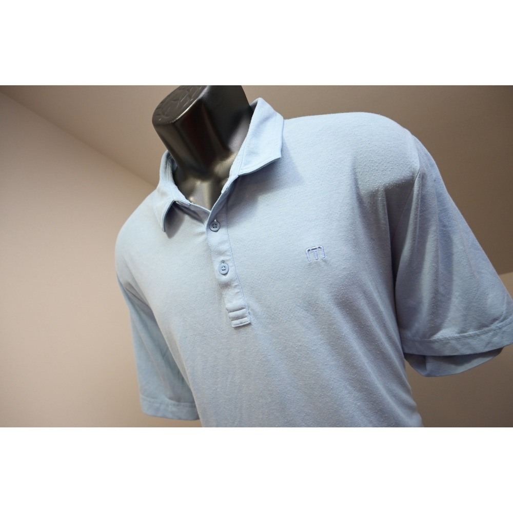 TravisMathew Golf Polo Shirt Mens XL Light Blue Short Sleeve Stretch Excellent